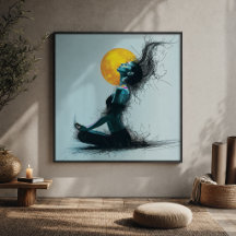 Meditierende Frau Golden Moon Yoga-Pose 