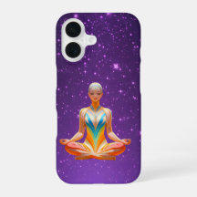 Meditierende Frau und Sternenhimmel lila