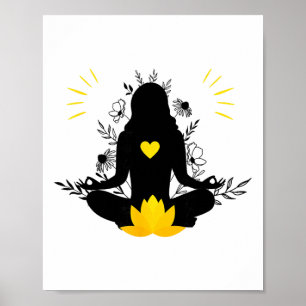 Meditierende Frau Yoga Spiritualität Achtsamkeit E Poster