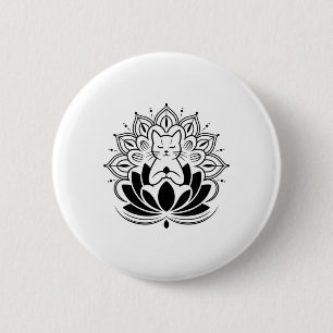 Meditierende Katze Lotusblume Zen Yoga-Enthusiast Button
