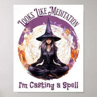 Meditierende Yoga-Hexe beim Zaubern, Halloween  Poster
