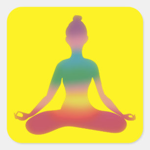 Meditierende Yoga-Kunst Quadratischer Aufkleber