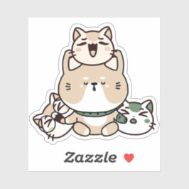 meditierende Zen-Katze mit Handprothese Aufkleber