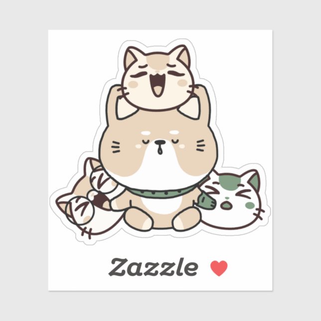 meditierende Zen-Katze mit Handprothese Aufkleber (Blatt)