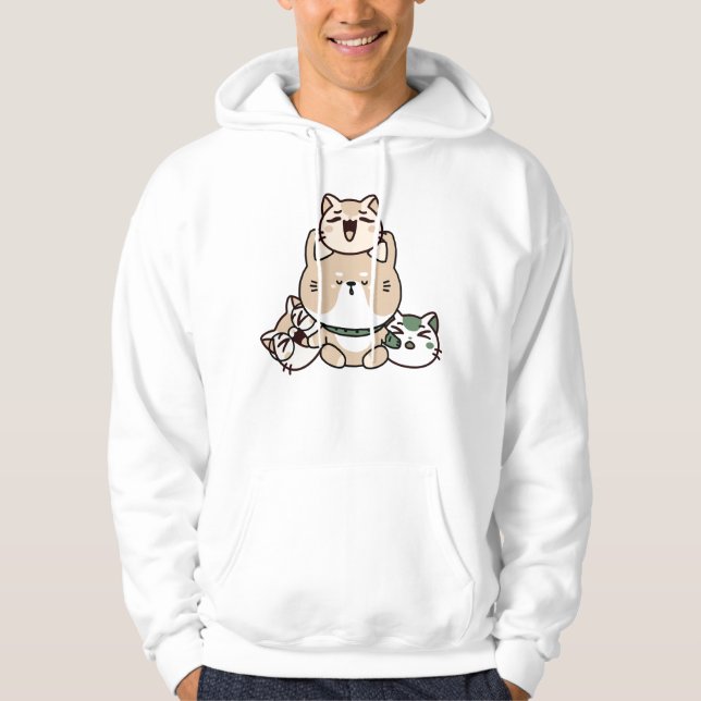 meditierende Zen-Katze mit Handprothese Hoodie (Vorderseite)