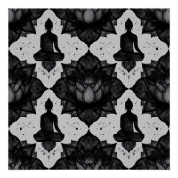 Meditierender Buddha Schwarz Lotus Zen Muster Post