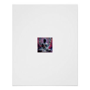 Meditierender Buddha Strahlender Ausbruch Silhouet Poster