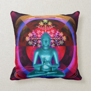 Meditierendes blaues Buddha-Wurfs-Kissen Kissen