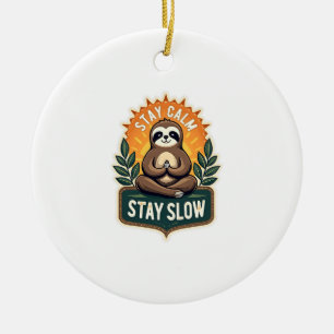 Meditierendes Faultier Vintage Entspannter Geist T Keramik Ornament