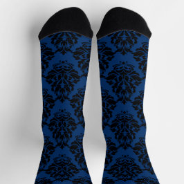 Medium Blue Damask 1 Socken