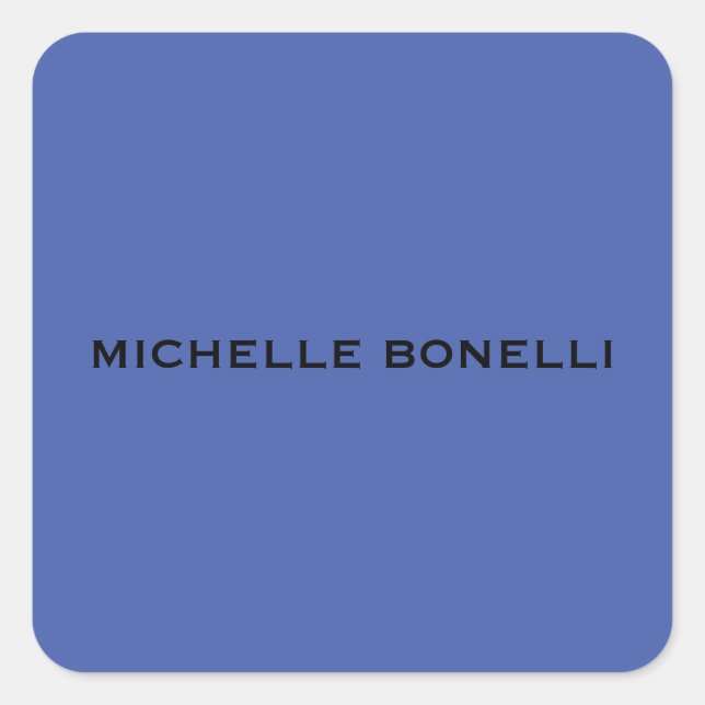 Medium Blue Minimalist Plain Legible Modern Quadratischer Aufkleber (Vorderseite)