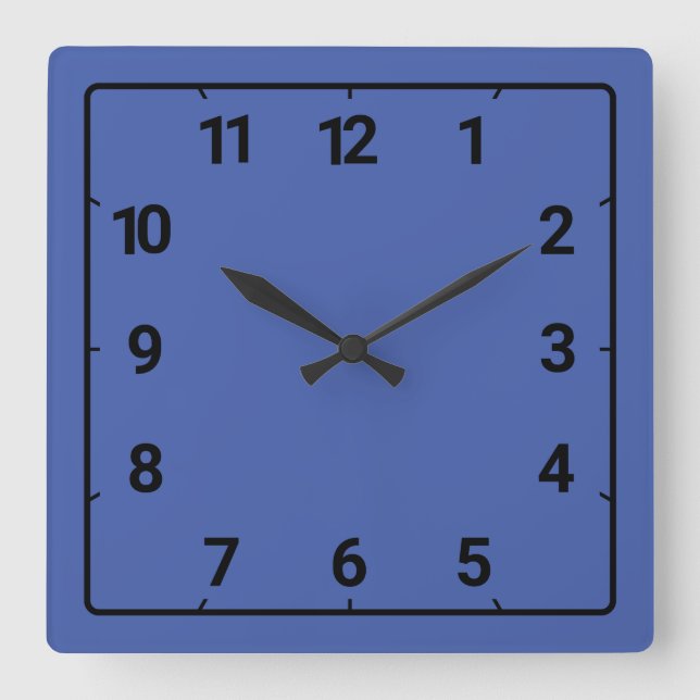 Medium blue quadratische wanduhr (Vorderseite)