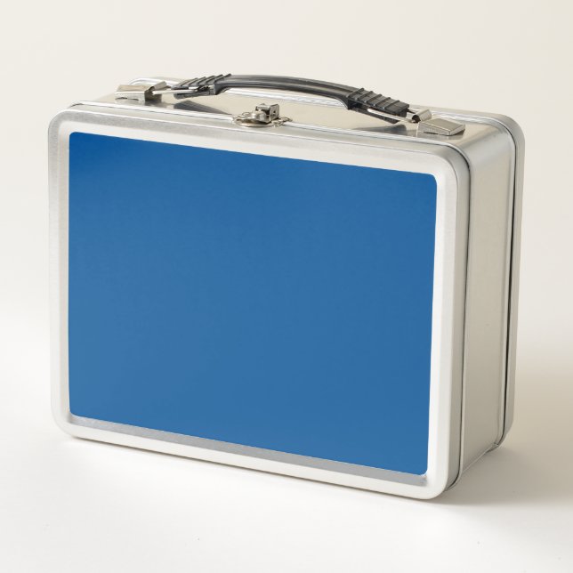 Medium Electric Blue Solid Color Metall Brotdose (Vorderseite)