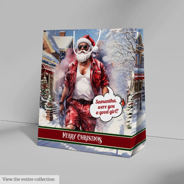 Medium Gift Bag Cool Santa Christmas Organizer Mittlere Geschenktüte (Medium Gift Bag Cool Santa Christmas Organizer)