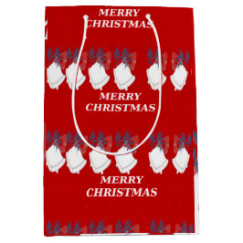 Medium Gift Bag Merry Christmas Red and White Mittlere Geschenktüte