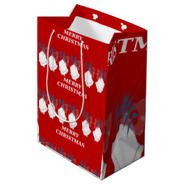 Medium Gift Bag Merry Christmas Red and White Mittlere Geschenktüte