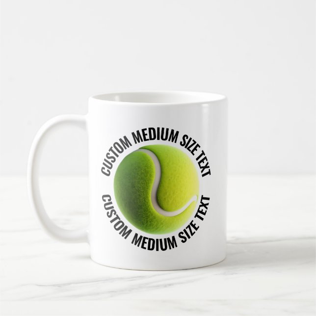 Medium Personalized Text Tennis Ball  11oz. Custom Kaffeetasse (Links)