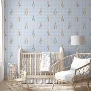 Medium Peter der Rabbit Beatrix Potte Blue Gingham Tapete