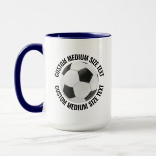 Medium Text NAVY BLAU Combo 15oz Custom Fußball Tasse