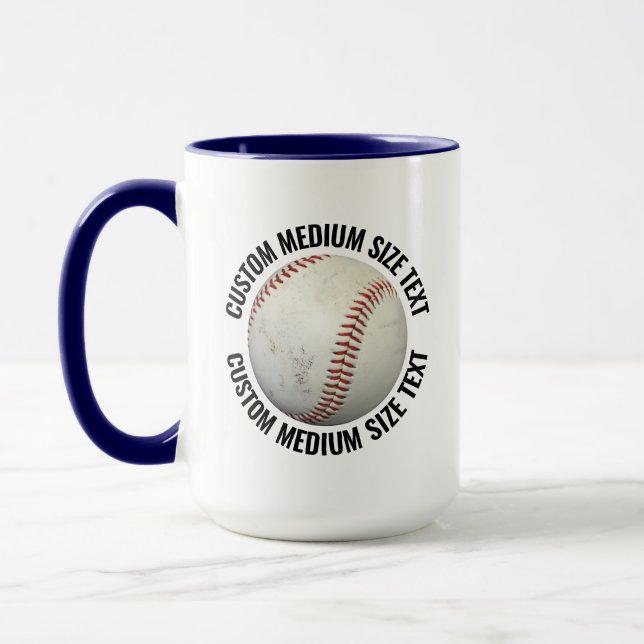 Medium Text NAVY BLAU Kombi 425g Custom Baseball Tasse (Links)