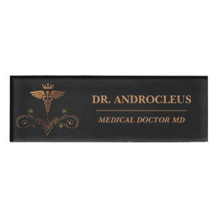 Medizin Black Gold Caduceus Namenschild