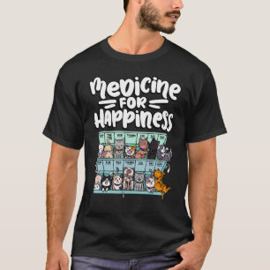 Medizin für Glück Pillenbox Tiere Katzenrassen T-Shirt