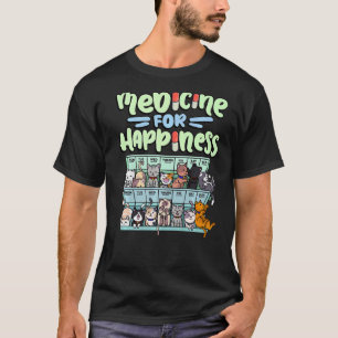 Medizin für Glück Pillenbox Tiere Katzenrassen T-Shirt