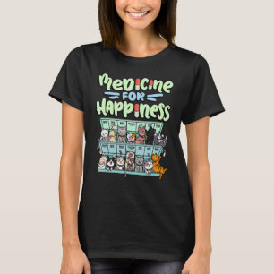 Medizin für Glück Pillenbox Tiere Katzenrassen T-Shirt