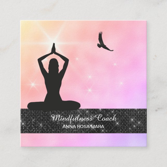 *~* Medizin Glitzer Vogeladler Pastel Yoga Quadratische Visitenkarte (Vorderseite)