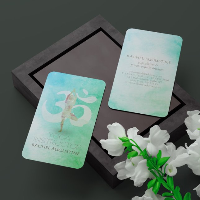 Medizin Lehrer Wasserfarbe Yoga Pose Om Signage Visitenkarte (Von Creator hochgeladen)