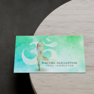 Medizin Lehrer Wasserfarbe Yoga Pose Om Signage Visitenkarte