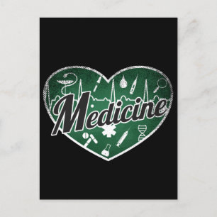Medizin Retro Heart Blackboard Liebe Postkarte