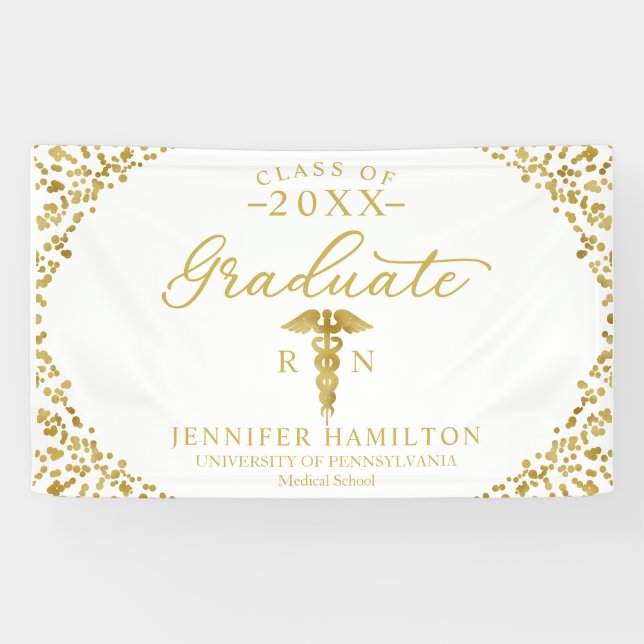 Medizin-Schule White Gold Abschluss Banner (Horizontal)