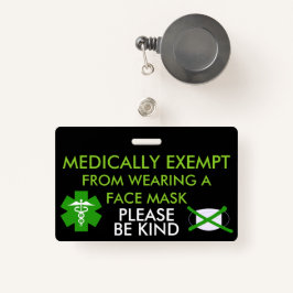 Medizinisch von Gesichtsmasken-Abzeichen ausgenomm Ausweis