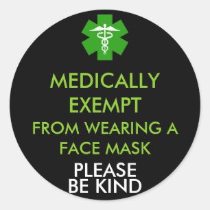 Medizinisch von Gesichtsmasken ausgenommen Runder Aufkleber