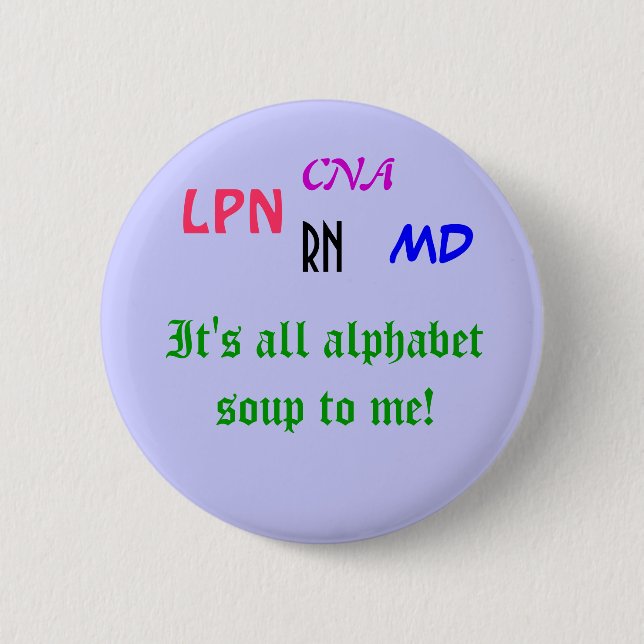 Medizinische Alphabet-Suppe Button (Vorderseite)