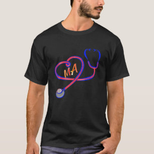 Medizinische Assistentin Herz Word farbenfroh Stet T-Shirt