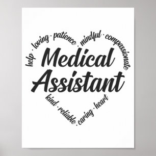 Medizinische Assistentin HerzWord Cloud Poster
