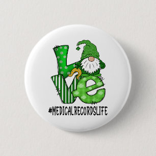 Medizinische Aufzeichnungen lieben St. Patricks Da Button