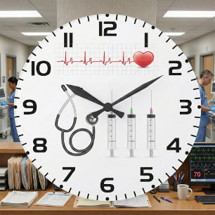 Medizinische Ausrüstung Herzschlag Gesundheitswese Große Wanduhr