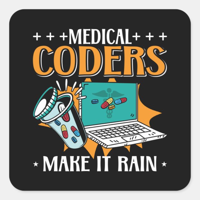 Medizinische Coder lassen die Codierung medizinisc Quadratischer Aufkleber (Vorderseite)