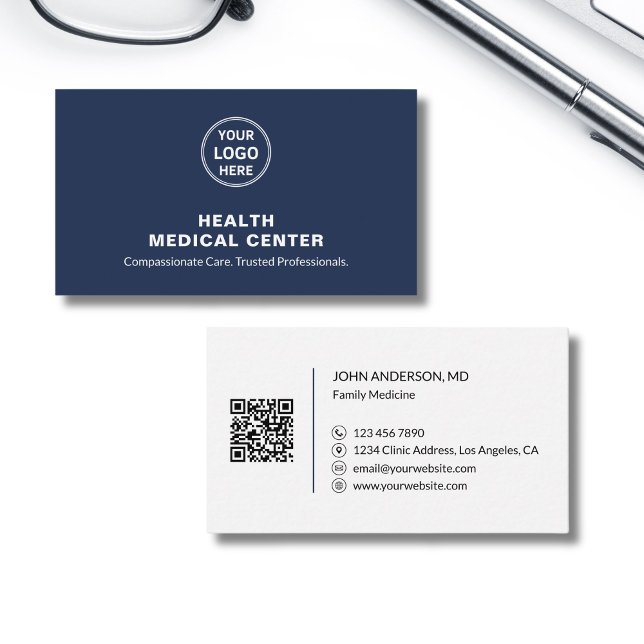 Medizinische Gesundheitsklinik Blue Beruflich Visitenkarte (Medical Healthcare Clinic Doctor Blue Professional Business Card)