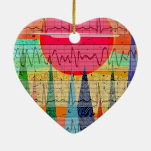 Medizinische Herzrhythmus-Waldträume Keramik Ornament