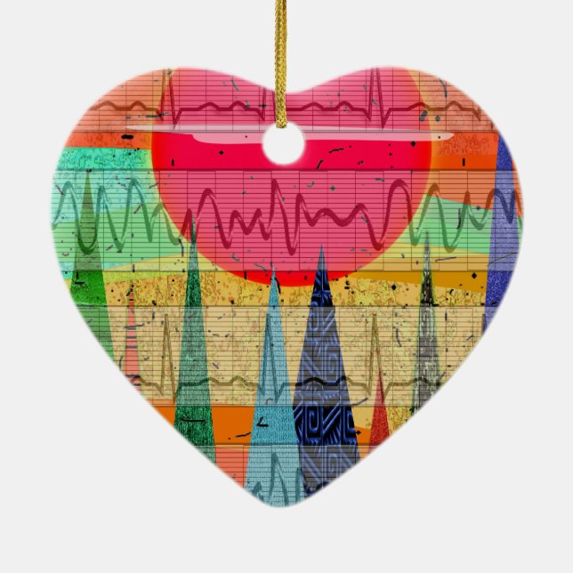 Medizinische Herzrhythmus-Waldträume Keramik Ornament (Hinten)