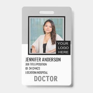 Medizinische ID Hospital Gray mit Logo Ausweis
