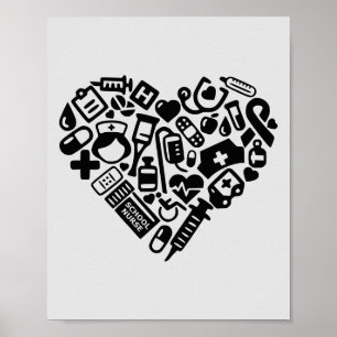 Medizinische Ikonen für Schulkrankenpflege; Gesund Poster