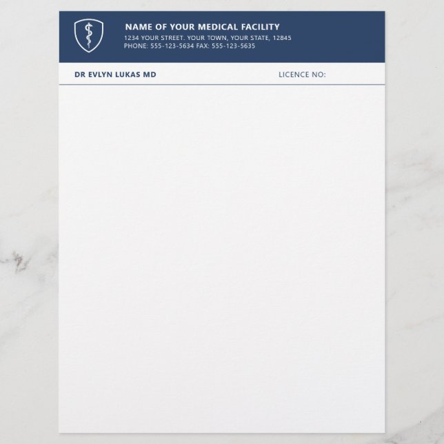 Medizinische Klinik Navy Minimalistisch Briefbogen (Vorderseite)
