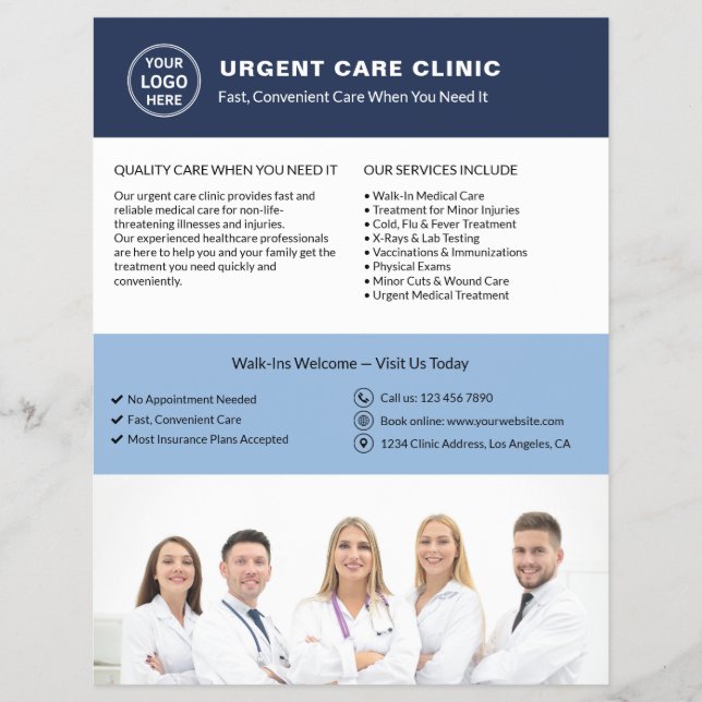 Medizinische Klinik Notfallversorgung Benutzerdefi Flyer (Vorne)