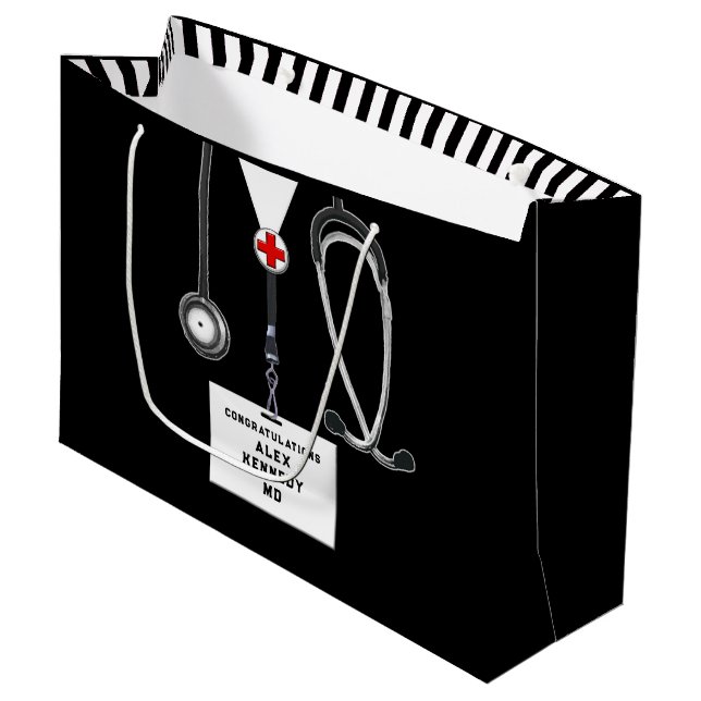 Medizinische personalisierte Fakultät Große Geschenktüte (Vorderseite Schrägansicht)