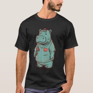Medizinische Pflegerin Nilpferd auf Krankenschwest T-Shirt